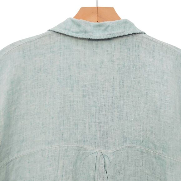 Meo Meli Tunic Top Womens Green One Size Linen Short Sleeve Yoke Boxy Italy - Picture 7 of 11